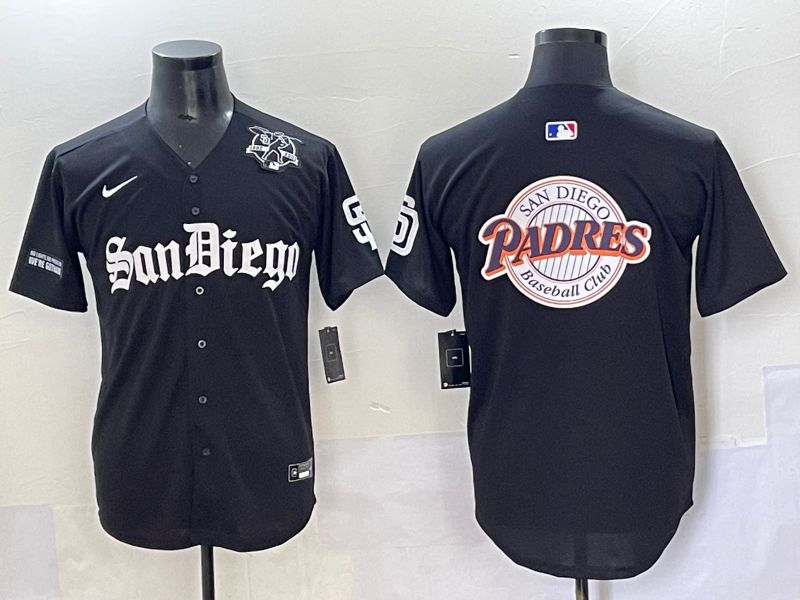 Men 2025 San Diego Padres Blank Black Five generations Joint Name Nike MLB Jersey style 28